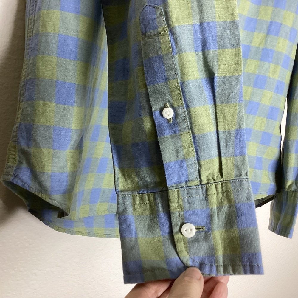 J. Crew Blue and Green Plaid Button-Down Shirt - Picture 3 of 7